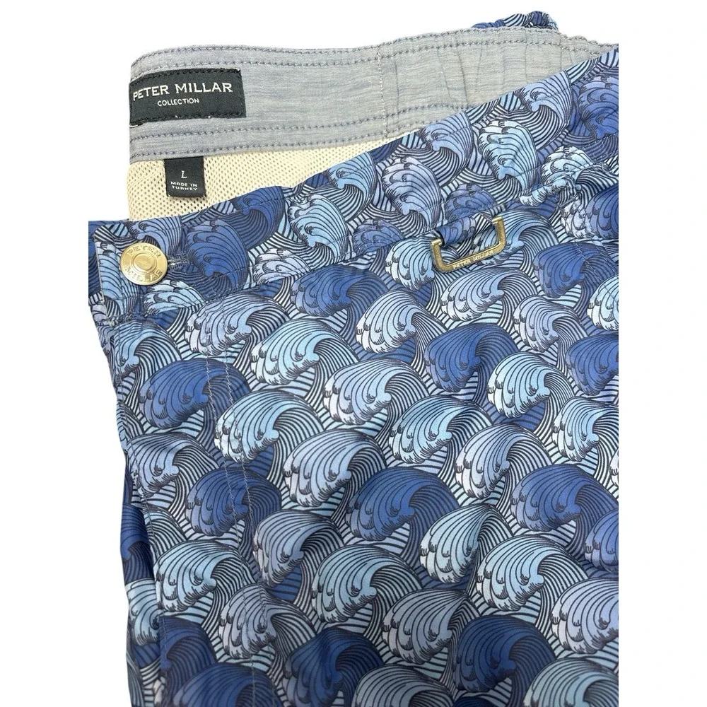 Peter Millar Men's Blue Swim Trunks All‎ Over Wave Print Size Large